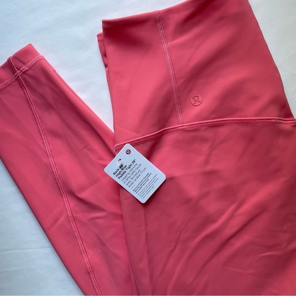 NWT Lululemon Back-Zip High-Rise Paddle Tight Leggings 28" Sz 10 Raspberry Cream